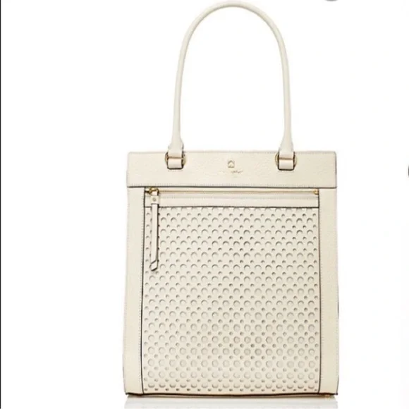 New Kate Spade White Lynne Perri Lane Leather Tote Bag - Picture 1 of 12
